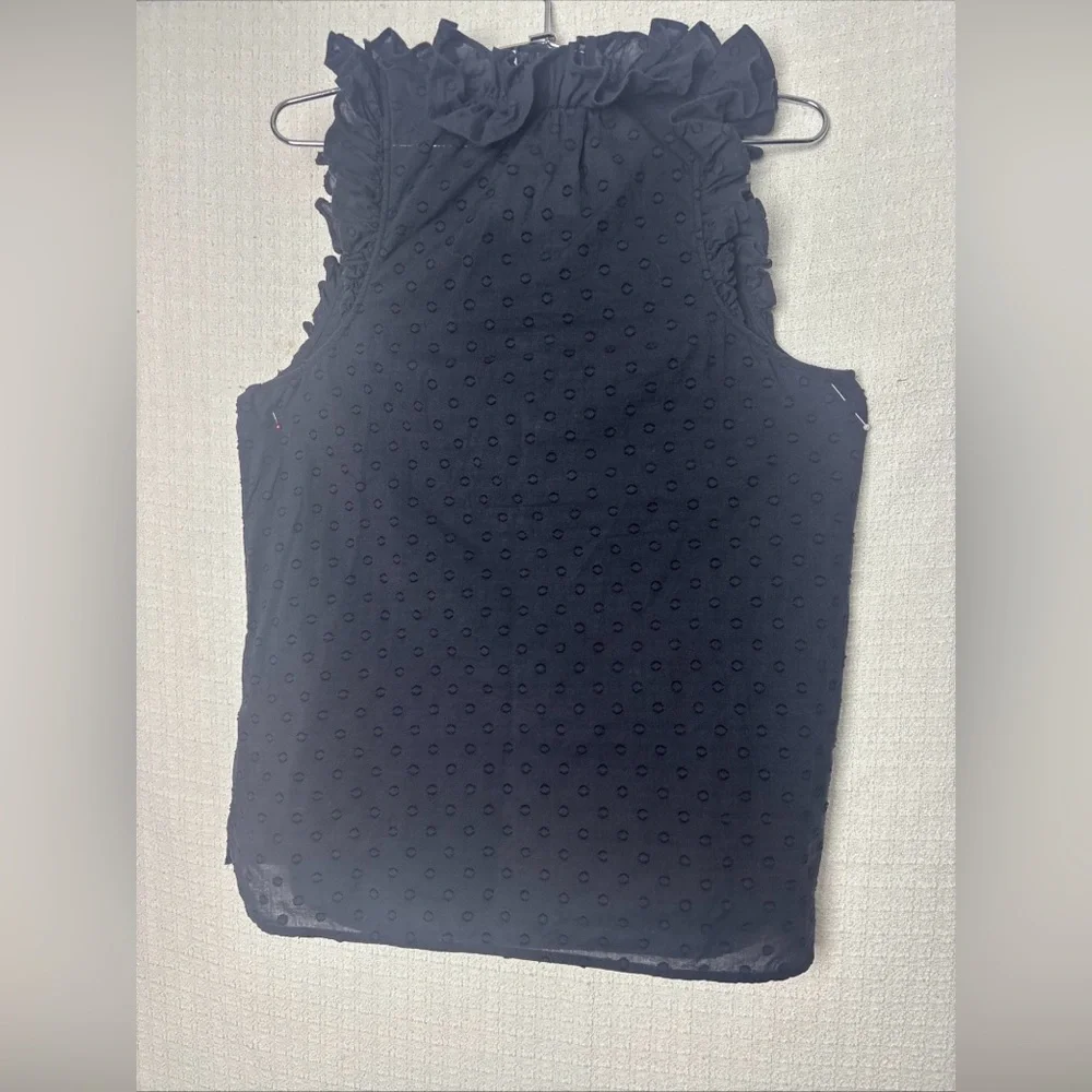 J. Crew‎ Black Sleeveless Ruffled Blouse